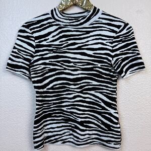 Theory • Women's Zebra Knit Mock Neck Sweater Tee